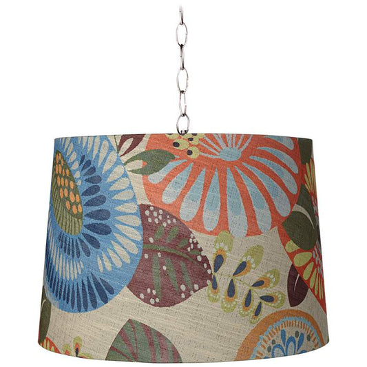 Tropic Drum 16" Wide Brushed Steel Shaded Pendant Light