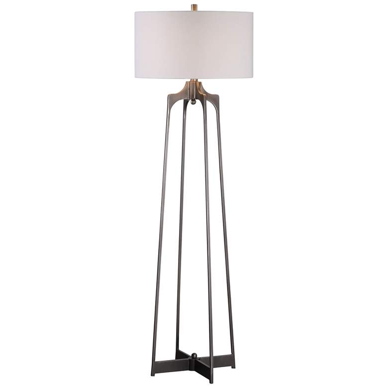 Uttermost Adrian Plated Aged Gun Metal Floor Lamp