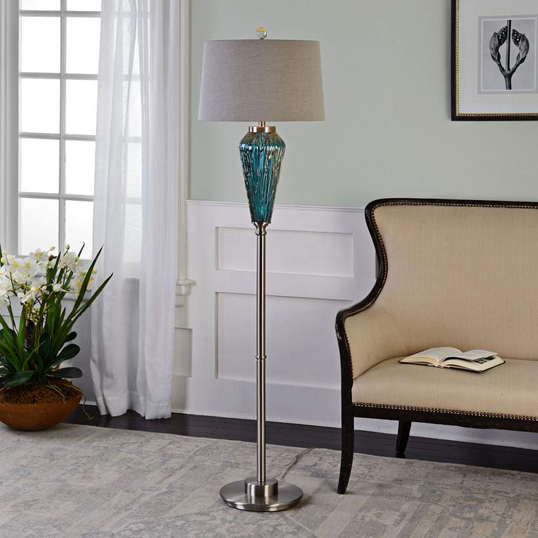 Uttermost Almanzora 67 1/4" High Brushed Nickel Floor Lamp