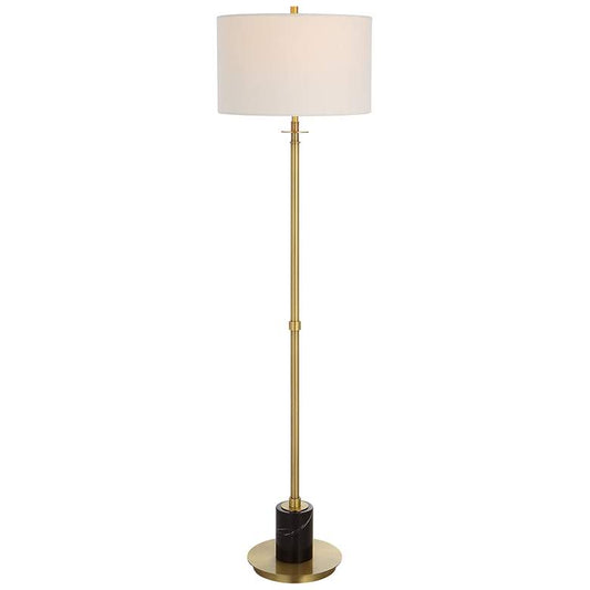Uttermost Guard 65" Black and Brass Floor Lamp