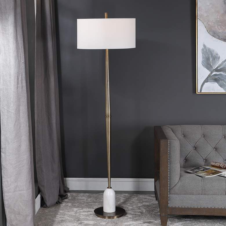 Uttermost Minette Plated Antique Brass Stem Floor Lamp