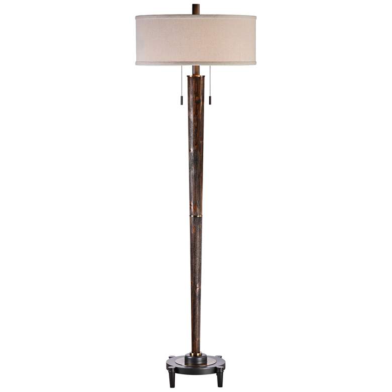 Uttermost Rhett Burnished Oak 2-Light Hardwood Floor Lamp