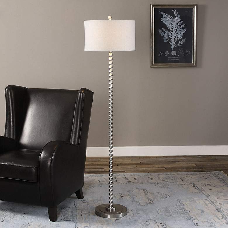 Uttermost Sherise Brushed Nickel Beaded Metal Floor Lamp