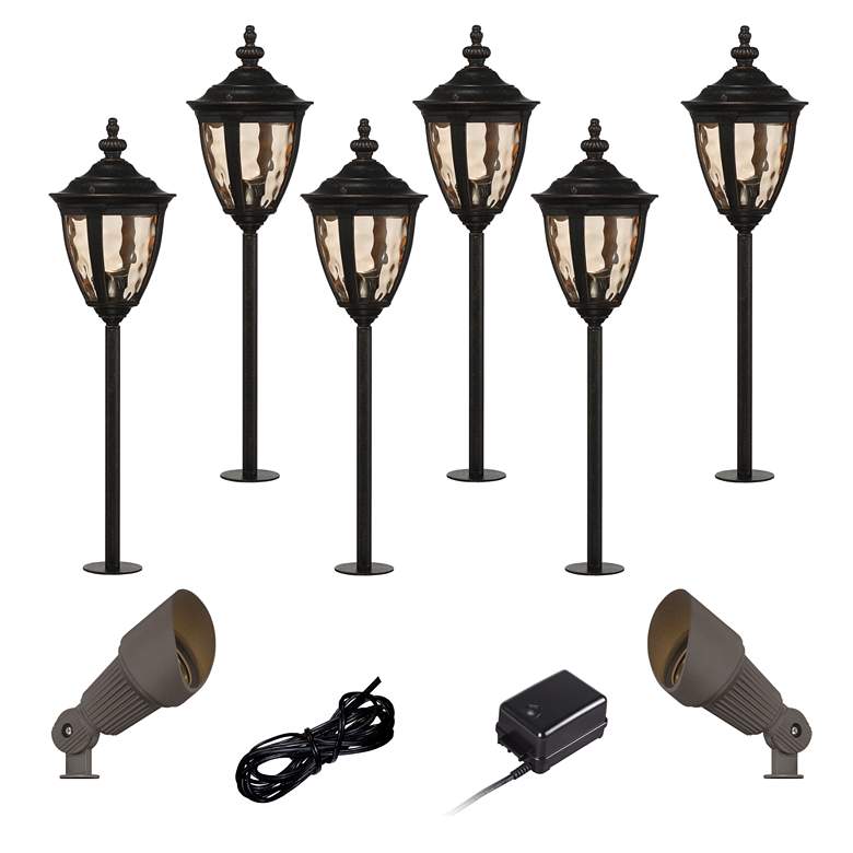 Uvas Bronze 10-Piece LED Landscape Path and Spot Light Set