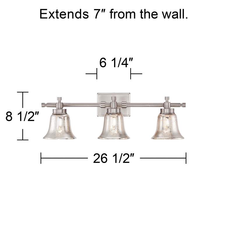 Varra 26 1/2" Wide 3-Light Mercury Glass Bronze Bath Light