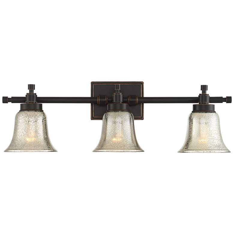 Varra 26 1/2" Wide 3-Light Mercury Glass Bronze Bath Light