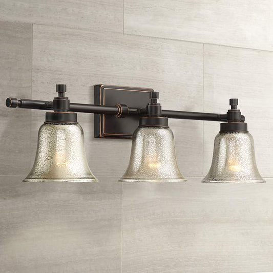 Varra 26 1/2" Wide 3-Light Mercury Glass Bronze Bath Light