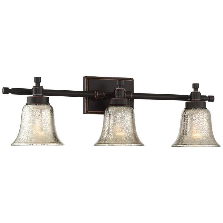 Varra 26 1/2" Wide 3-Light Mercury Glass Bronze Bath Light