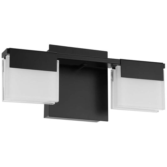 Vente - 2-Light LED Bath/Vanity Light - Matte Black Finish - Frosted Glass