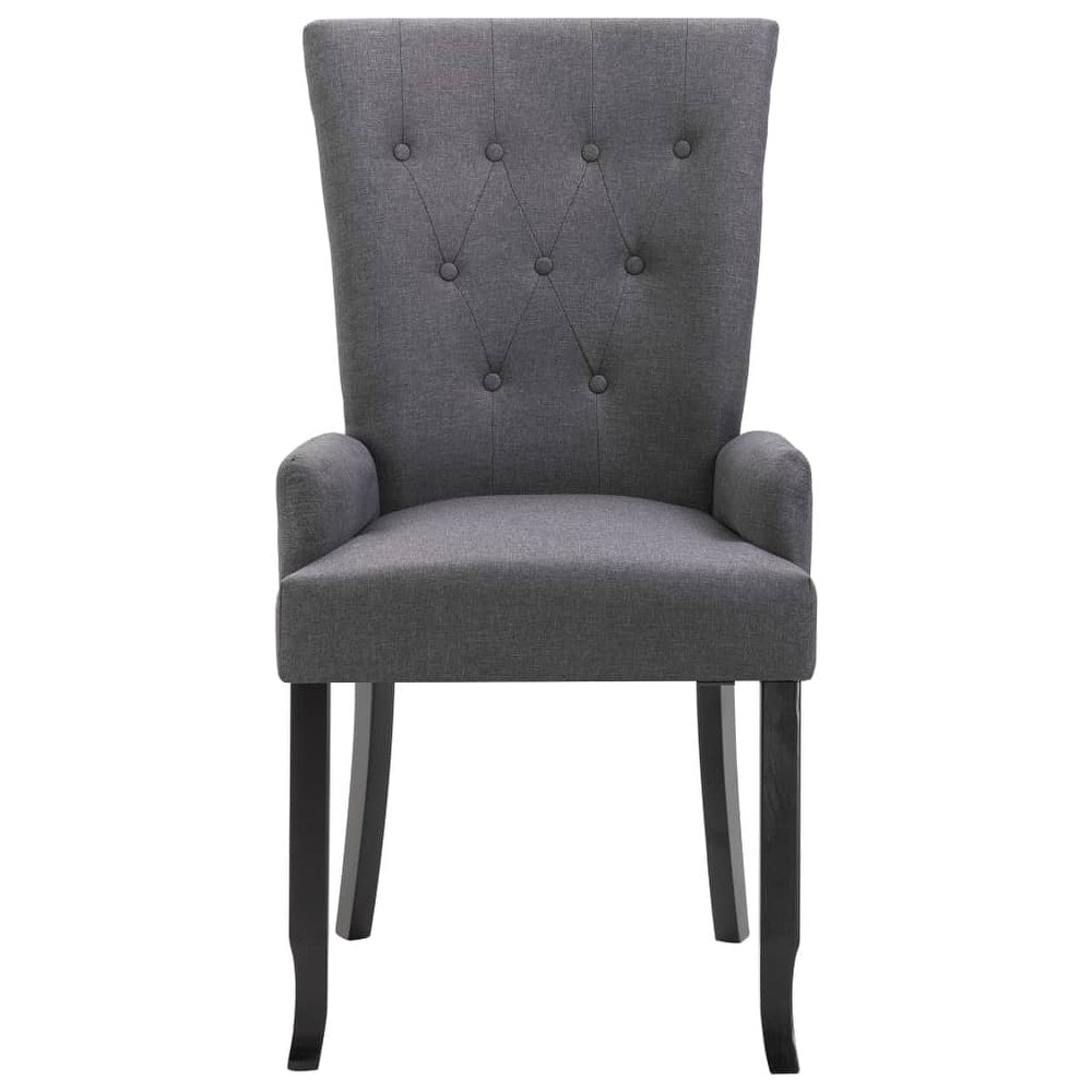 vidaXL Dining Chair with Armrests Dark Grey Fabric