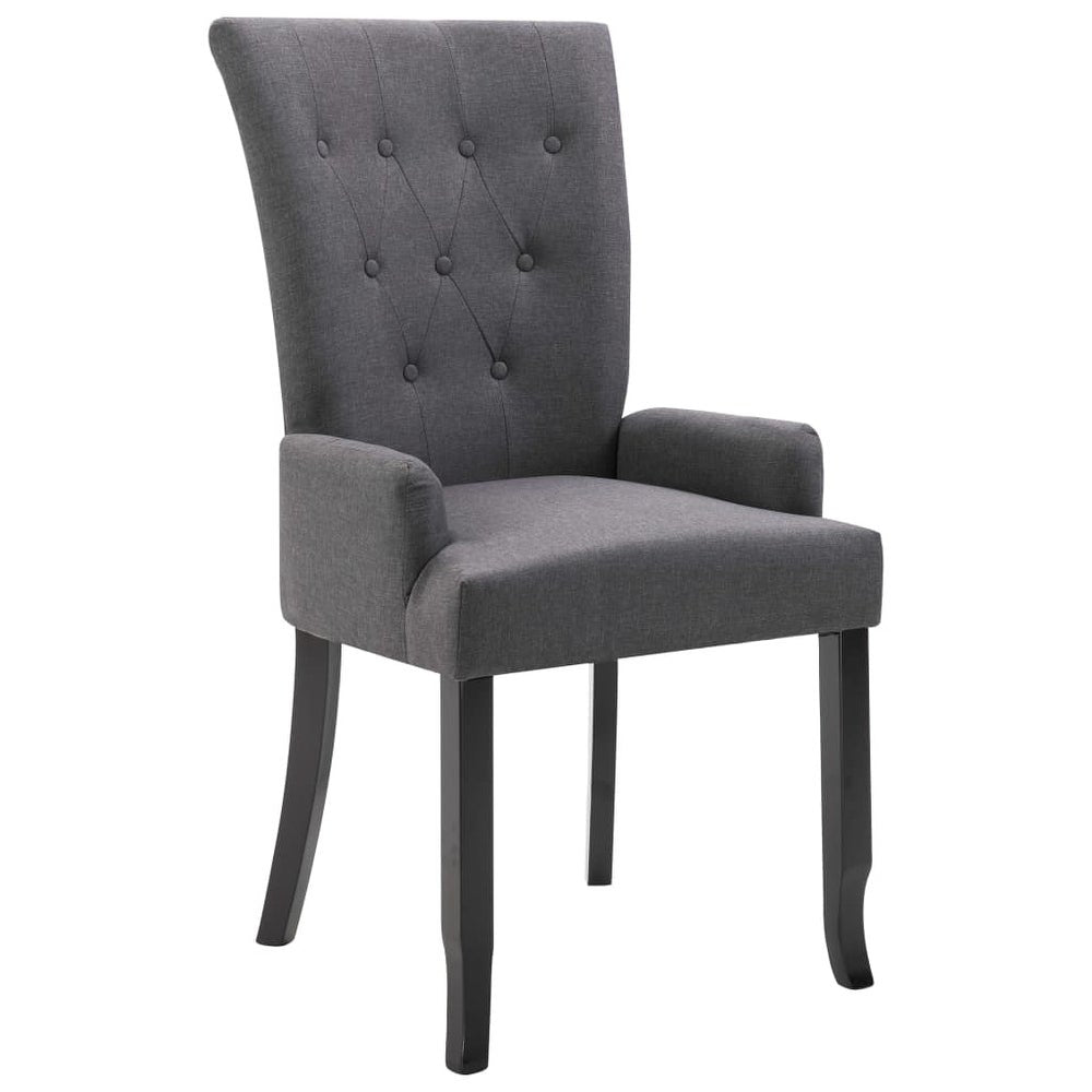 vidaXL Dining Chair with Armrests Dark Grey Fabric