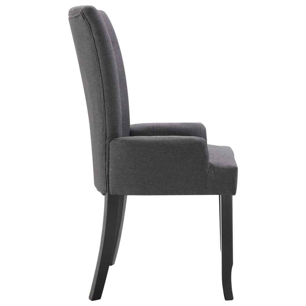 vidaXL Dining Chair with Armrests Dark Grey Fabric