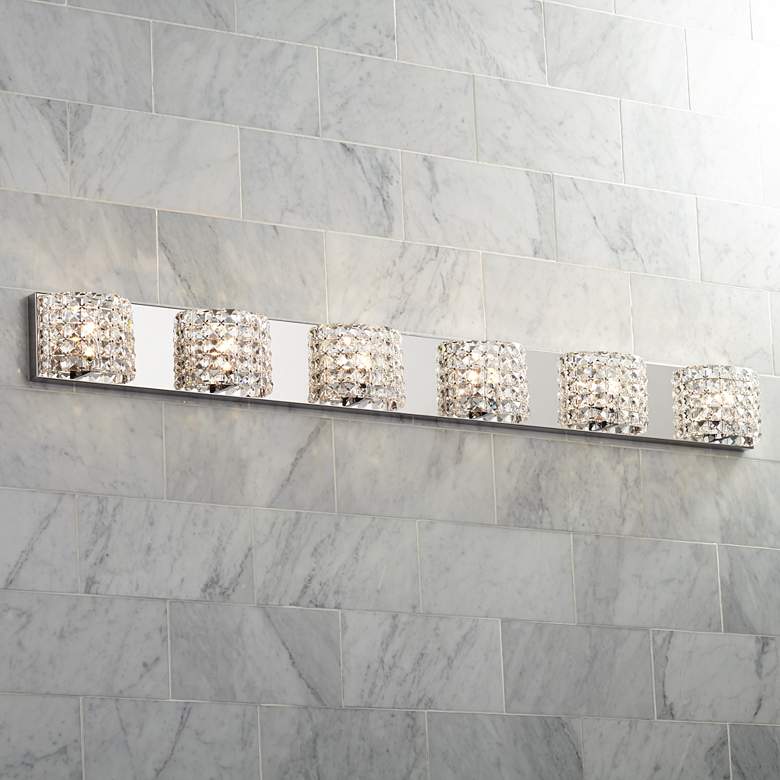 Vienna Full Spectrum Cesenna 55"W 6 Light Crystal Bath Light