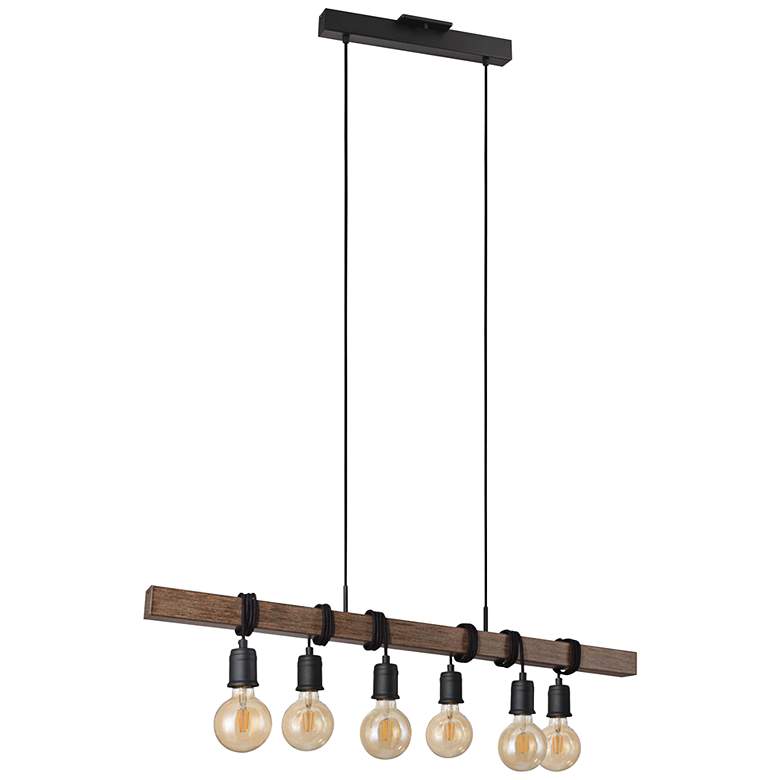 Violon 39 1/4"W Black and Brown 6-Light Island Pendant Light