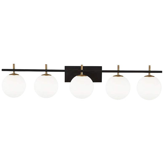 Vivaldi 41 1/4"W Matte Black Aged Brass 5-Light Bath Light