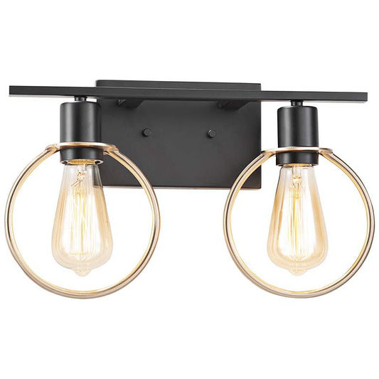 Volta 9 1/2" High Matte Black and Brass 2-Light Wall Sconce