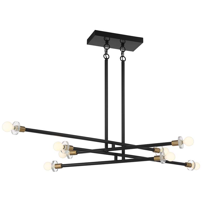 Wailand 51"W Gloss Black Warm Brass 8-Light Pendant