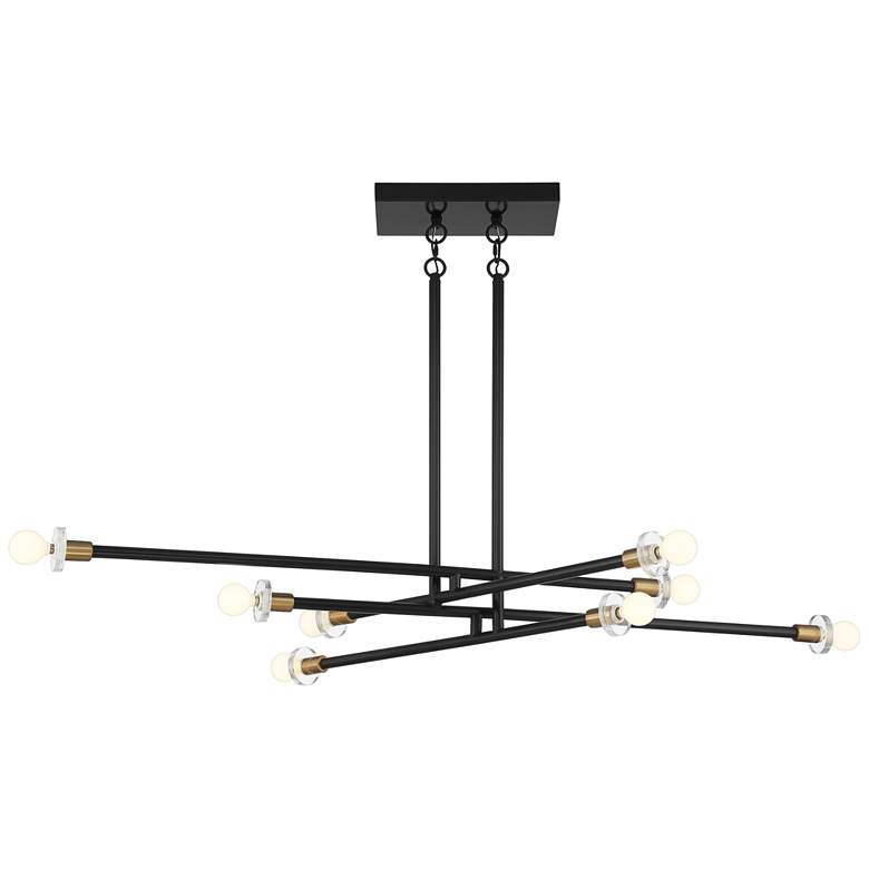 Wailand 51"W Gloss Black Warm Brass 8-Light Pendant