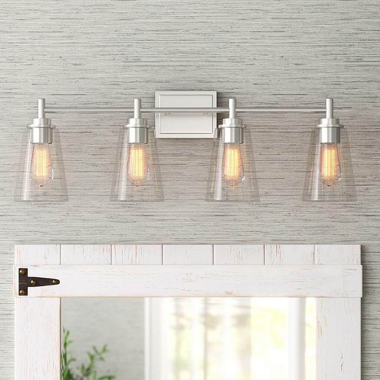 Westin 31" Wide Satin Platinum Metal 4-Light Bath Light