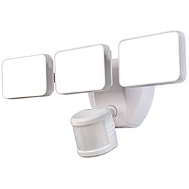 White Motion Sensor 15 1/2" Wide 3-Head LED Outdoor Security Light