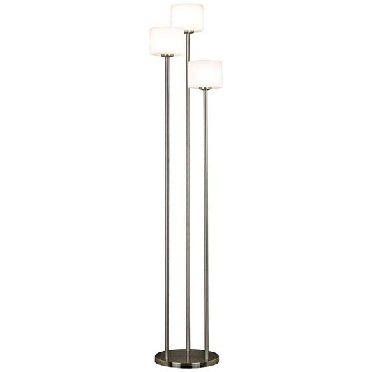 White Ribbed Glass 3-Light Torchiere Floor Lamp