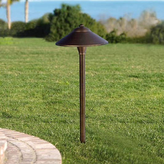 Wide-Cone 24" High Antique Brass Landscape Path Light