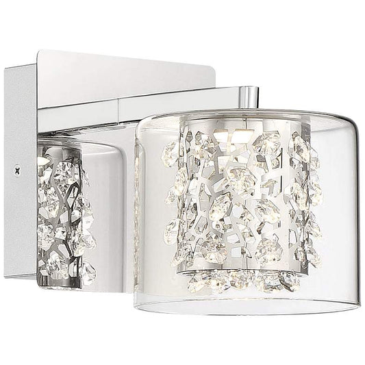 Wild Gems 5 1/2" High Chrome and Crystal LED Wall Sconce