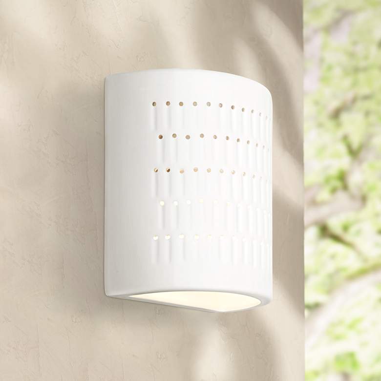 Zenia 10" High White Ceramic Modern Outdoor Wall Light
